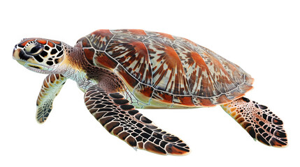 Graceful Sea Turtle on White. Generative AI