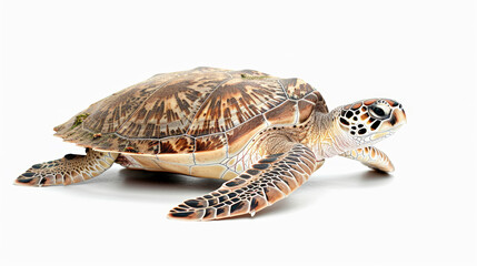 Fototapeta premium Graceful Sea Turtle on White. Generative AI
