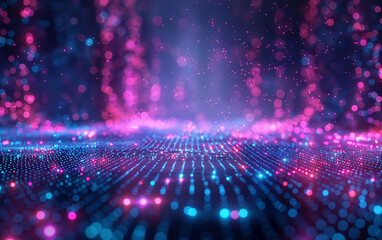 Obraz premium Abstract Digital Background with Neon Lights