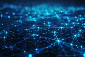 Abstract Blue Network with Glowing Nodes