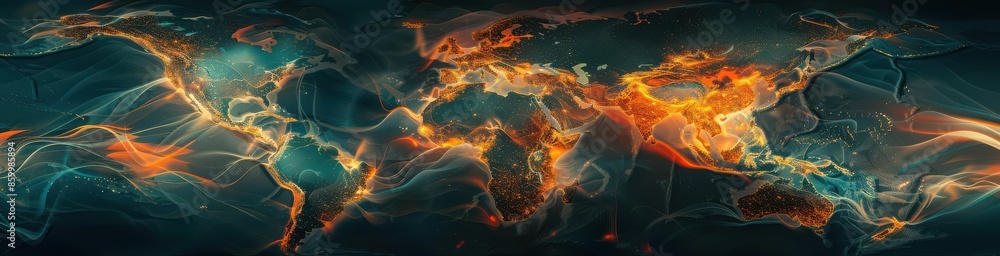 Aufkleber a financial graph on a global map is a visual representation of the interconnectedness of the global