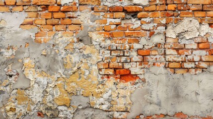 Detail of an aged damaged brick wall with space for text