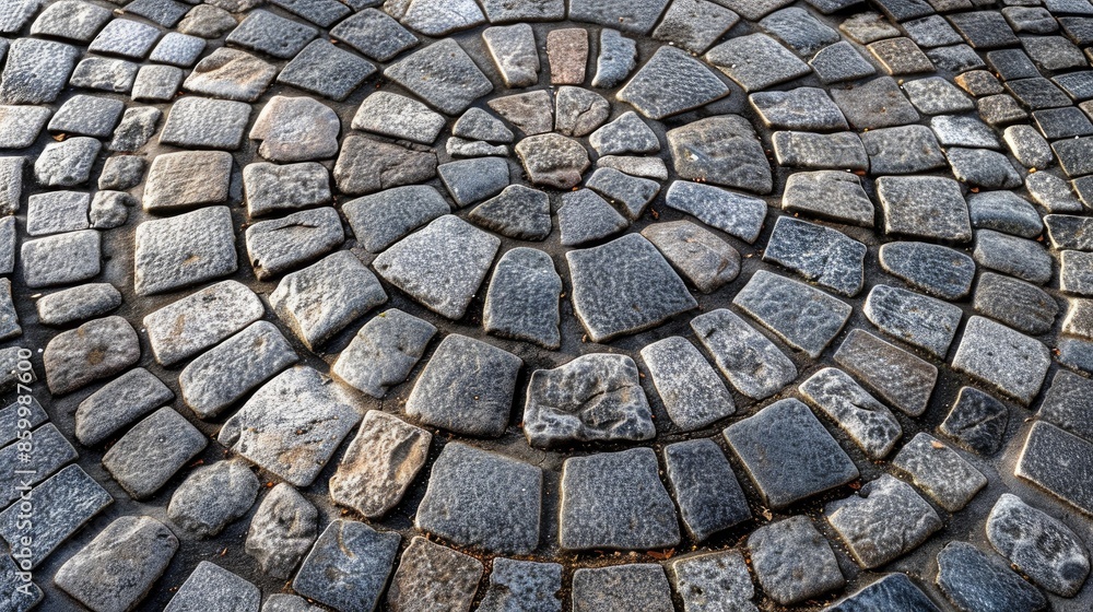 Poster circular pattern cobblestone paving texture with space for text