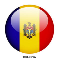 Obraz premium MOLDOVA flag button on white background