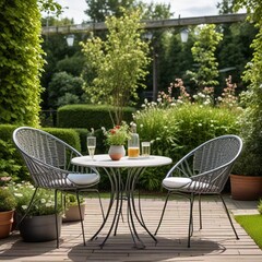 Fototapeta premium table and chairs in garden