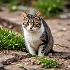 Obraz premium cat on the grass