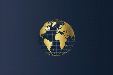 A minimalist illustration of a gold globe with continents on a blue background. Generative AI