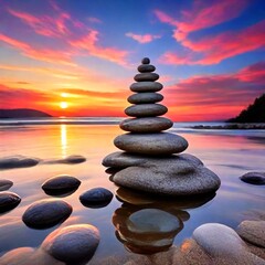 zen stones on the beach