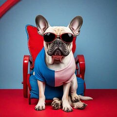 english bulldog wearing sunglasses