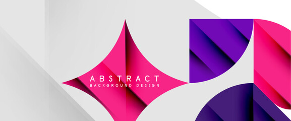 Minimal geometric elements on white. Petals, round triangles, star