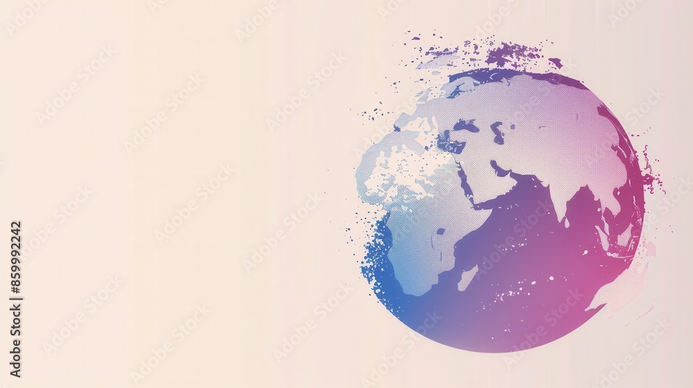 Poster a minimalist illustration of a globe with continents, perfect for travel agencies and global travel 