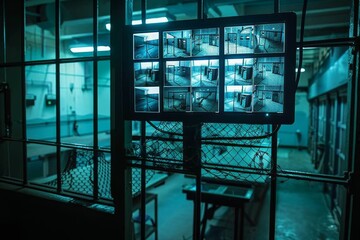 Security Cameras Monitor a Prison Cell Block