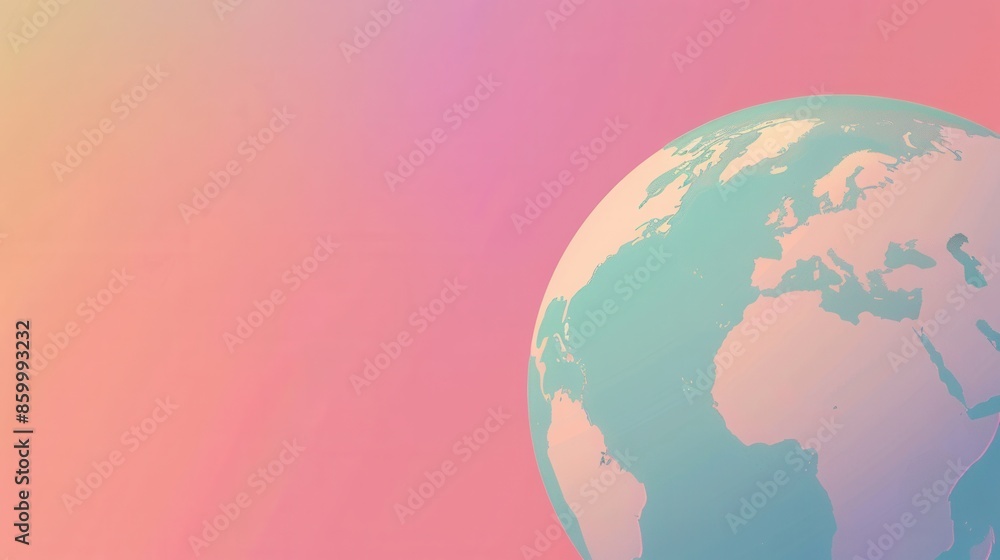Aufkleber a simple and modern illustration of a globe with clean lines and a pink gradient background. perfect