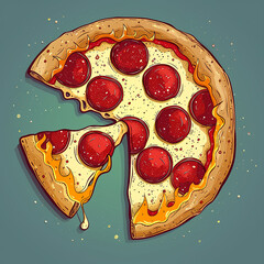 Vector_Pizza_pepperoni_with_flames_cartoon_vecto