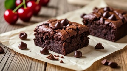  Deliciously indulgent chocolate cake with cherry garnish