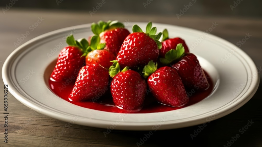 Poster  Fresh strawberries in a bowl ready to be enjoyed