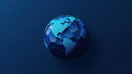 A clean and simple illustration of a blue globe with continents, perfect for travel agencies and global travel companies. Generative AI