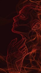 Obraz premium A brooding portrait of a troubled soul lost in thought. ,Dark Color light ,vectorline design , illustration , Mobile Wallpaper