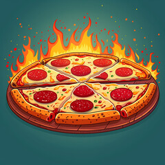 Vector_Pizza_pepperoni_with_flames_cartoon_vecto
