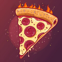 Vector_Pizza_pepperoni_with_flames_cartoon_vecto