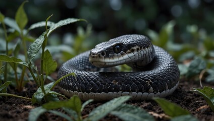 Obraz premium A poem about a snake slithering through a moonlit garden ai_generated