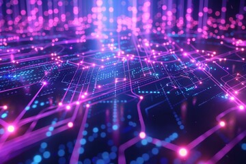 Fototapeta premium Abstract Digital Circuitry with Glowing Lines