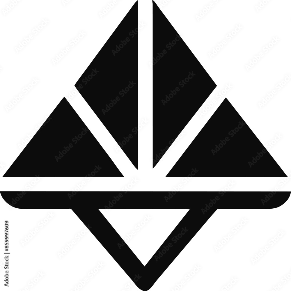 Poster minimalist logo concept. a black and white geometric design featuring several triangles arranged in 