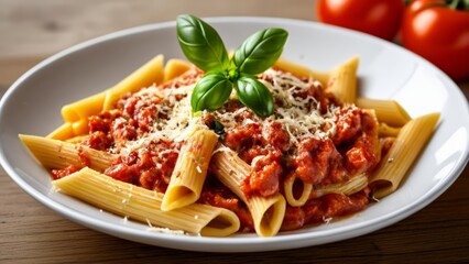  Delicious pasta dish with fresh basil and Parmesan cheese