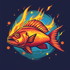 Vector_Pompano_roast_with_fire_cartoon_vector