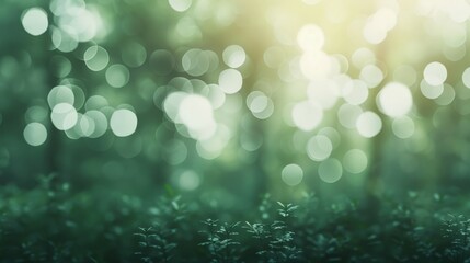 Obraz premium Green Monochromatic Bokeh Wallpaper - Elegant and Serene Blurred Circles of Light for Modern Home Decor and Graphic Design Projects