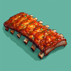 Vector_Pork_ribs_with_blaze_cartoon_vector_icon
