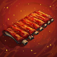 Vector_Pork_ribs_with_blaze_cartoon_vector_icon