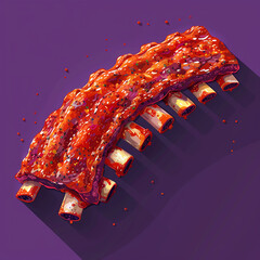 Vector_Pork_ribs_with_blaze_cartoon_vector_icon