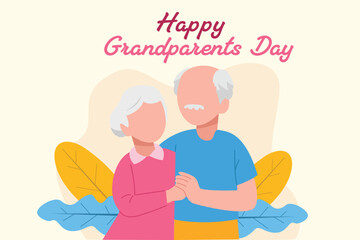 Happy Grand Parents Day concept. Colored flat vector illustration isolated.