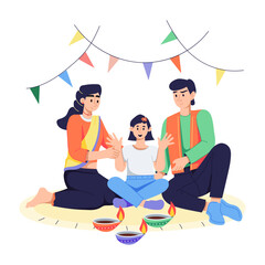 Latest flat illustration of diwali celebration 