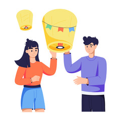 Get this flat illustration of lantern festival 