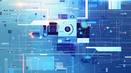 Fototapeta premium A futuristic, sleek background for an AI-based chatbot mobile application feature graphic.