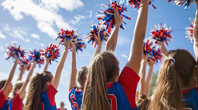 Imagine a cheerleading practice where students are learning new routines, practicing stunts, and building school spirit with their enthusiastic cheers and vibrant uniforms.