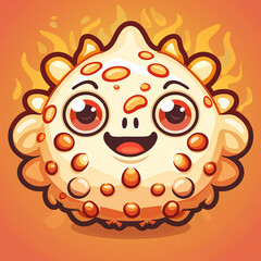 Obraz premium Vector_Pufferfish_bake_with_heat_cartoon_vector