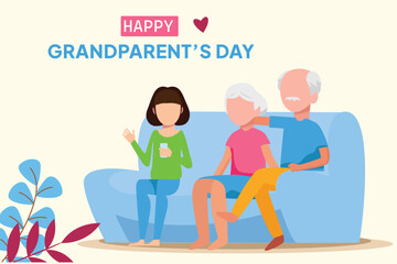 Happy Grand Parents Day concept. Colored flat vector illustration isolated.