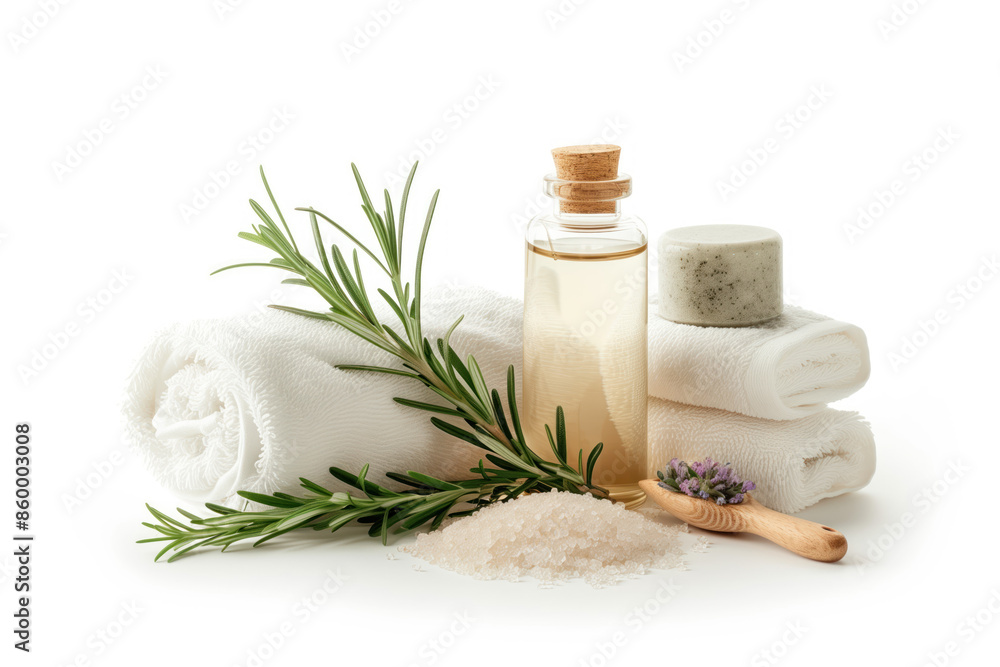 Poster spa product arrangement isolated on a white background. created with generative ai technology.