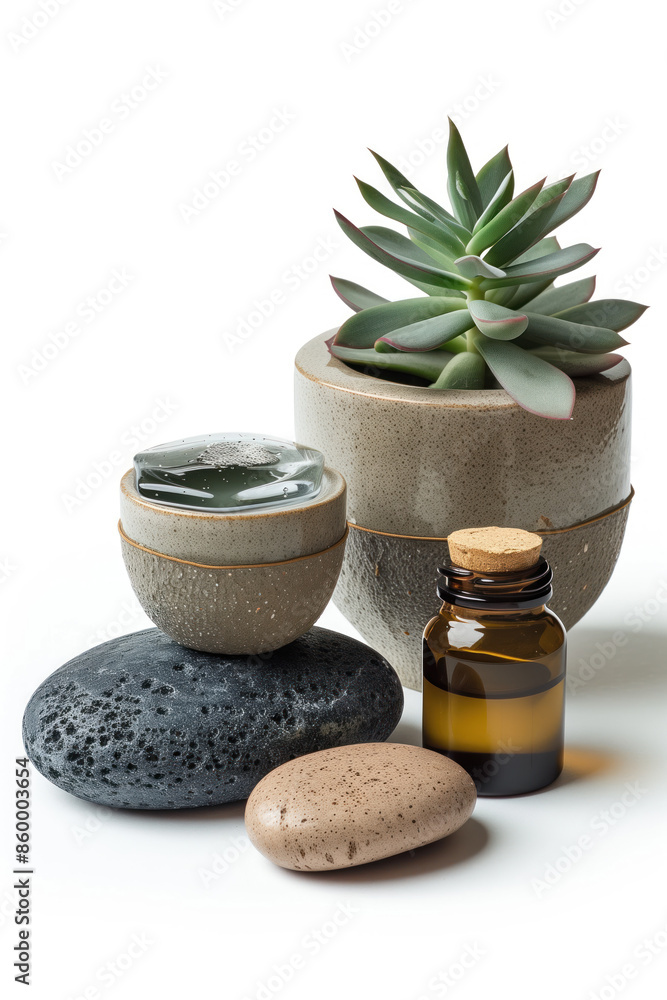 Poster spa product arrangement isolated on a white background. created with generative ai technology.