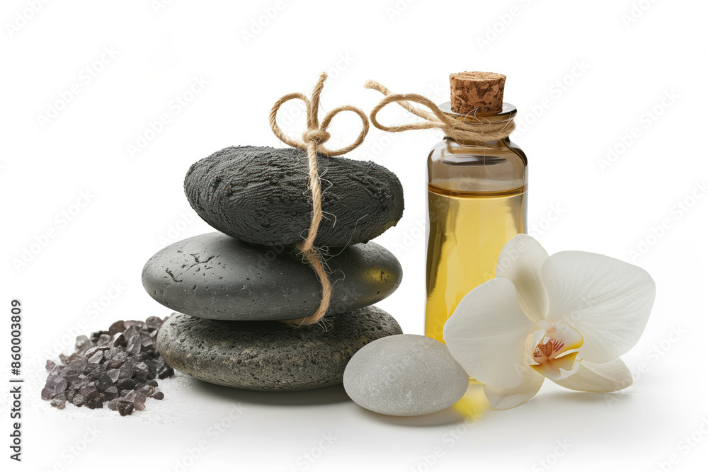 Poster spa product arrangement isolated on a white background. created with generative ai technology.