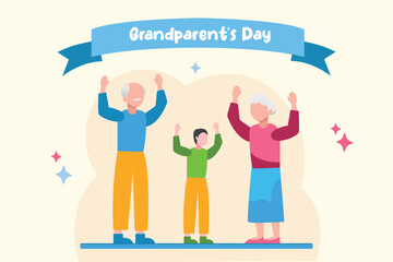 Happy Grand Parents Day concept. Colored flat vector illustration isolated.
