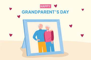 Happy Grand Parents Day concept. Colored flat vector illustration isolated.