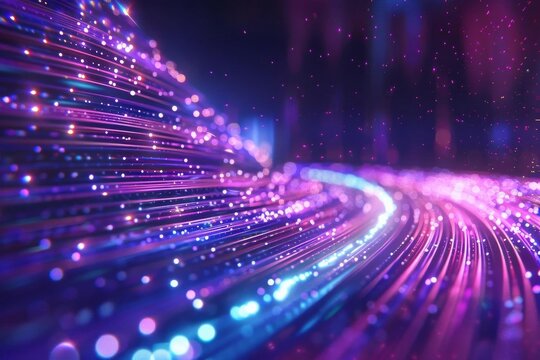 Purple and blue light streaks with Digital Technology text