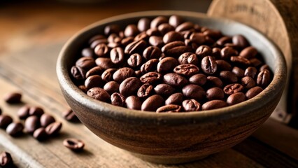 Fototapeta premium Coffee beans ready to brew a warm morning