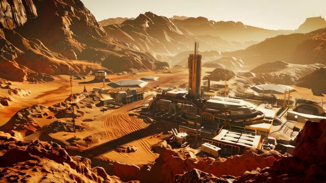 A mining facility on Mars