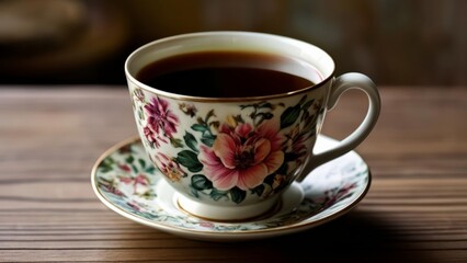 Obraz premium A moment of tranquility with a floral teacup
