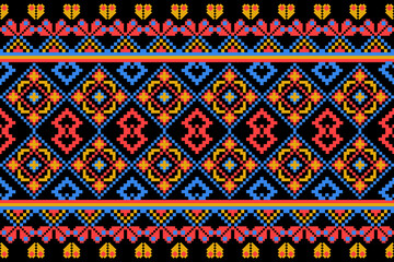 Pixel art American vector Fabric Morocco, geometric ethnic pattern seamless,Pixel pattern art wallpaper Background, Design for fabric, curtain, carpet ,geometry seamless pattern art illustration